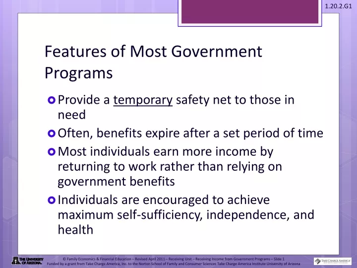 features of most government programs