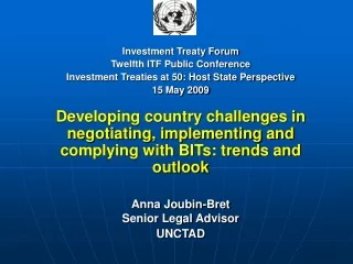 Investment Treaty Forum  Twelfth ITF Public Conference