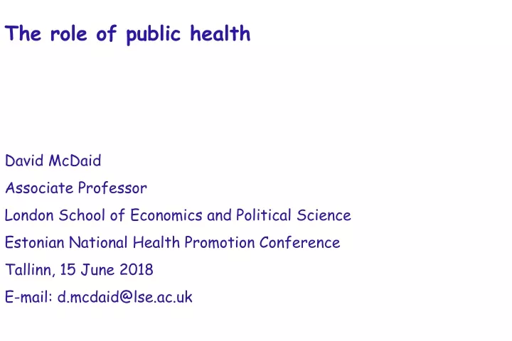the role of public health
