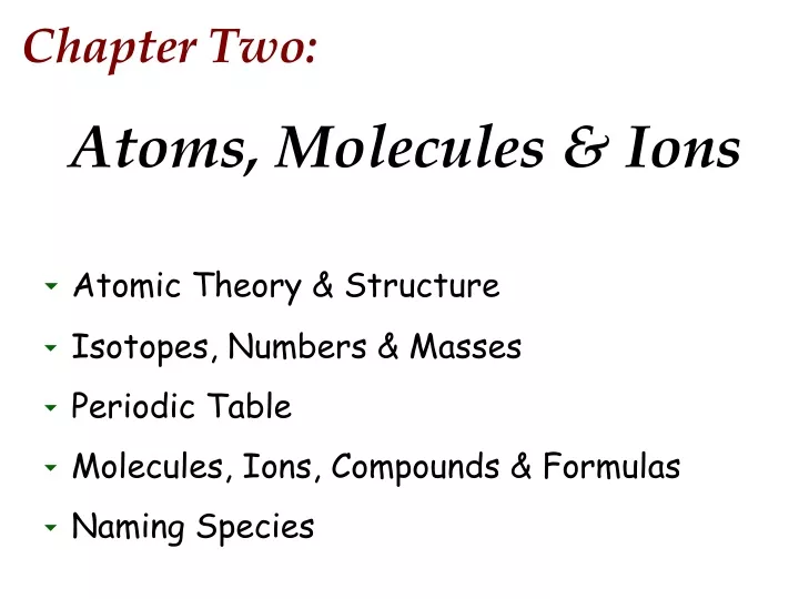 chapter two atoms molecules ions