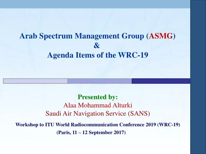 arab spectrum management group asmg agenda items