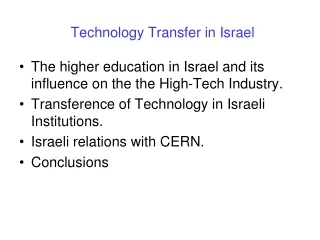 Technology Transfer in Israel
