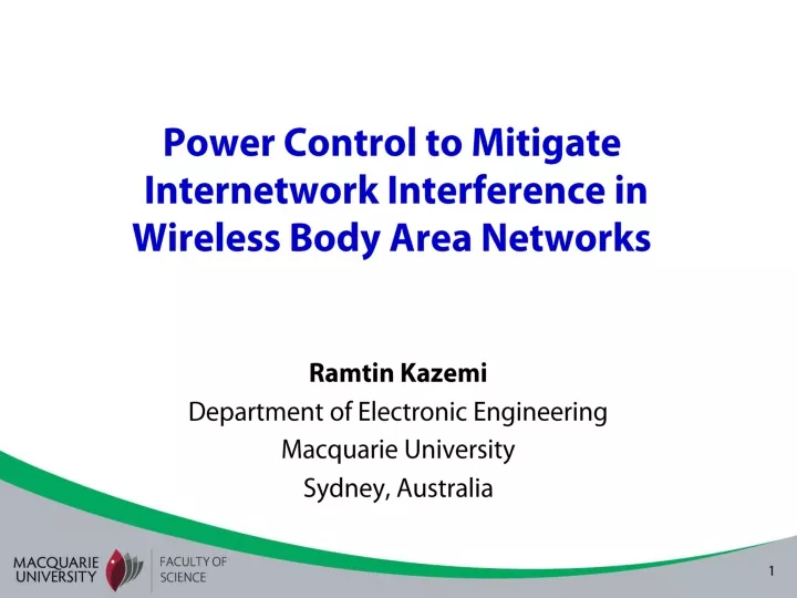 power control to mitigate internetwork interference in wireless body area networks
