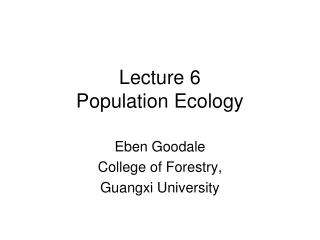 Lecture 6 Population Ecology