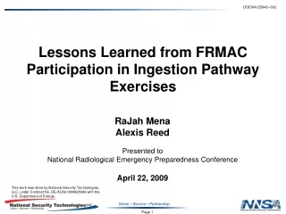Lessons Learned from FRMAC Participation in Ingestion Pathway Exercises
