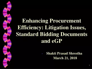 Enhancing Procurement Efficiency: Litigation Issues, Standard Bidding Documents and eGP
