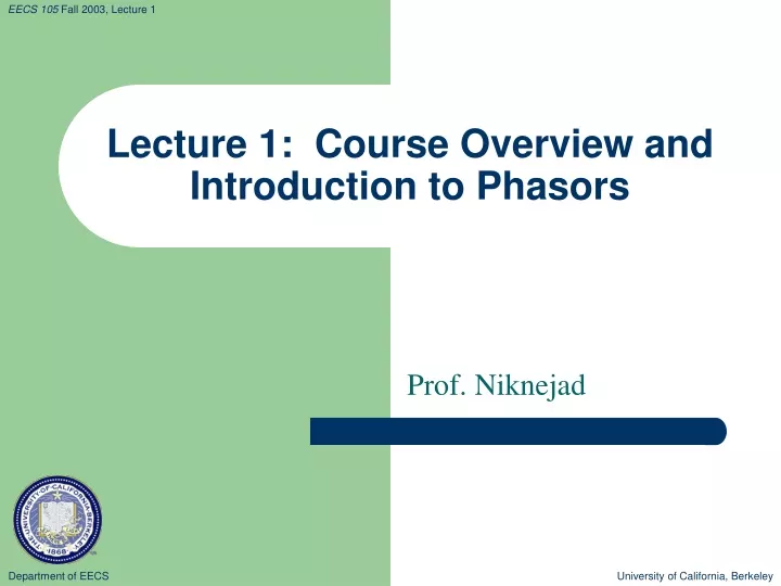 lecture 1 course overview and introduction to phasors