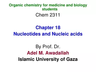 Organic chemistry for medicine and biology students Chem 2311 Chapter 18