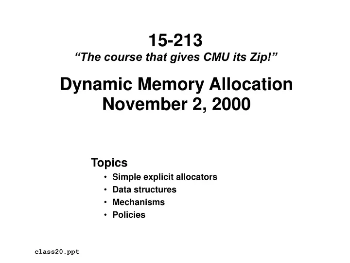 dynamic memory allocation november 2 2000