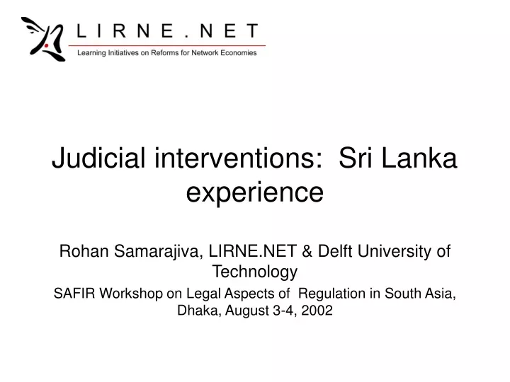 judicial interventions sri lanka experience