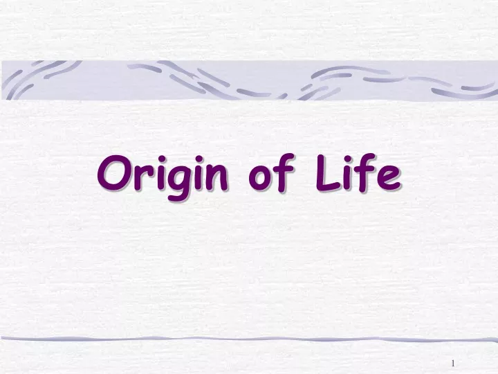 origin of life