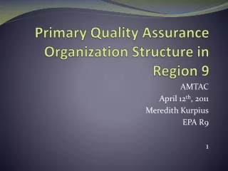 Primary Quality Assurance Organization Structure in Region 9