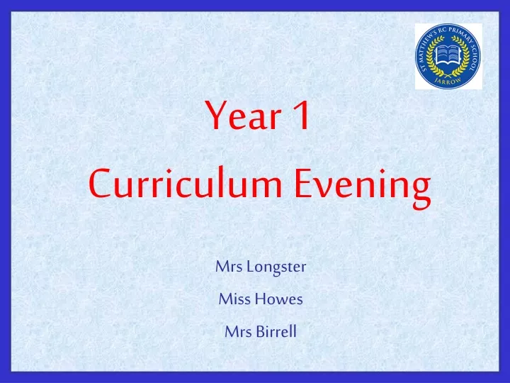 year 1 curriculum evening