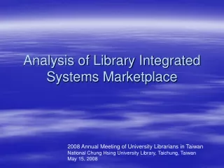 Analysis of Library Integrated Systems Marketplace