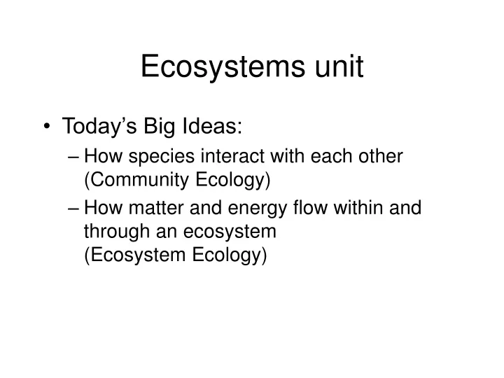 ecosystems unit