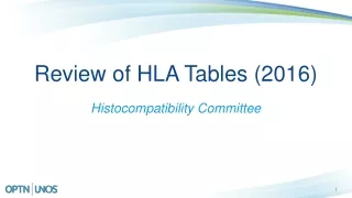 Review of HLA Tables (2016)