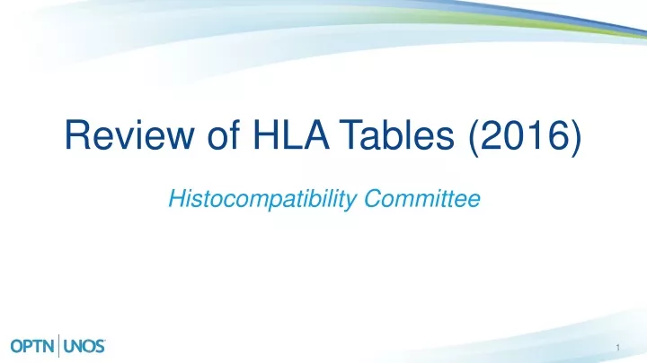 review of hla tables 2016