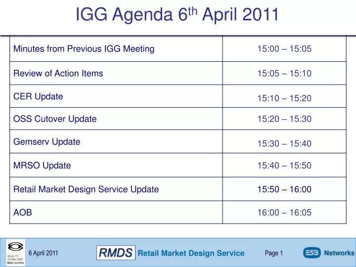 igg agenda 6 th april 2011