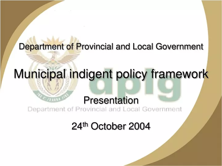 department of provincial and local government municipal indigent policy framework
