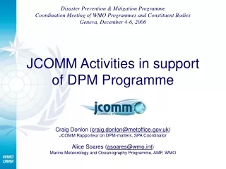 JCOMM Activities in support of DPM Programme