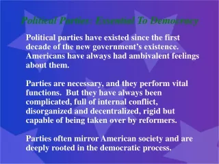 Political Parties: Essential To Democracy