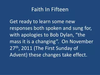 Faith In Fifteen