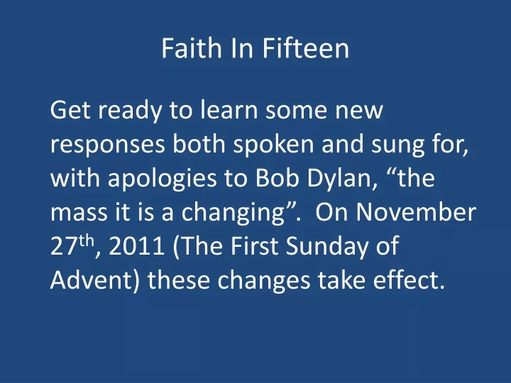 faith in fifteen