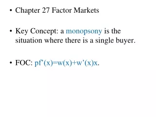 Chapter 27 Factor Markets