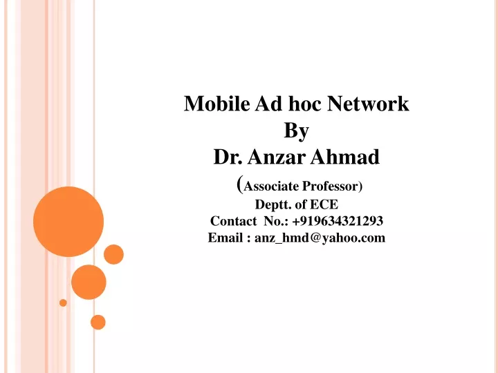 mobile ad hoc network by dr anzar ahmad associate