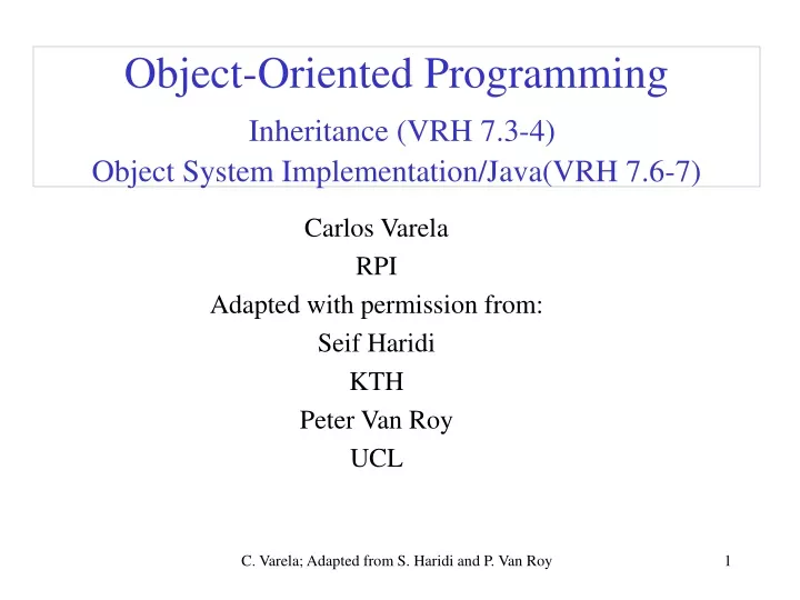 object oriented programming inheritance vrh 7 3 4 object system implementation java vrh 7 6 7