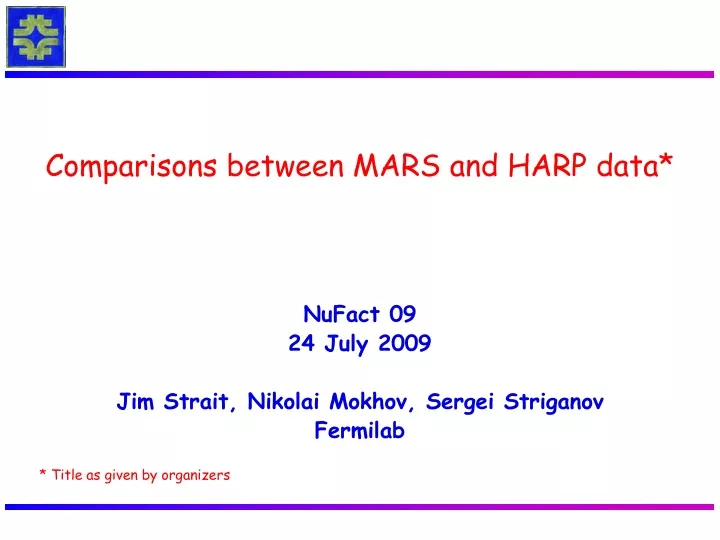 comparisons between mars and harp data