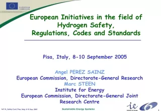 European Initiatives in the field of  Hydrogen Safety,  Regulations, Codes and Standards