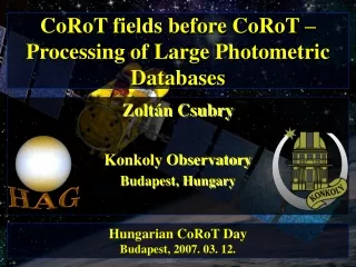CoRoT fields before CoRoT – Processing of Large Photometric Databases