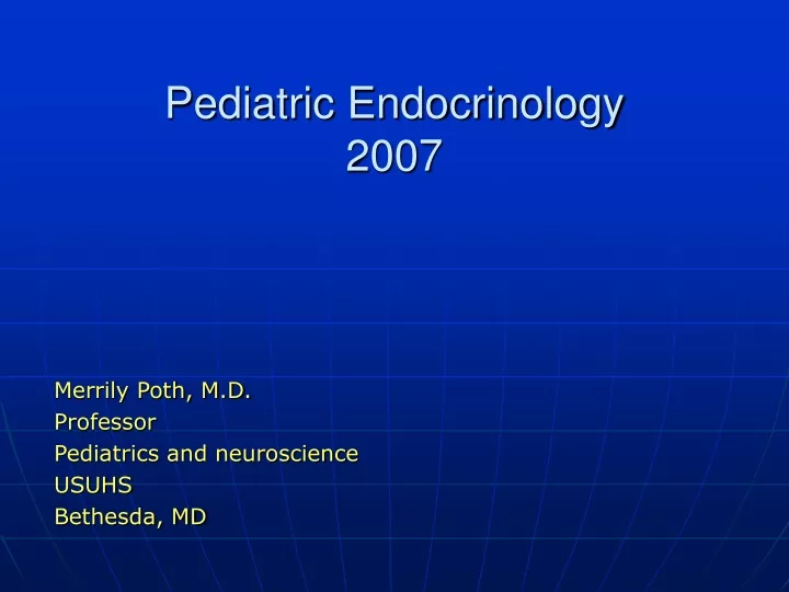 pediatric endocrinology 2007