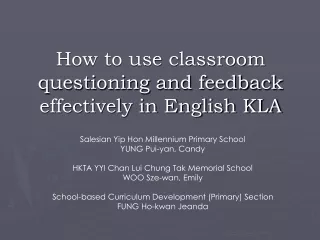 How to use classroom questioning and feedback effectively in English KLA