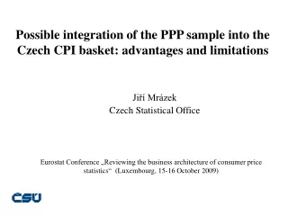 Possible integration of the PPP sample into the Czech CPI basket: advantages and limitations