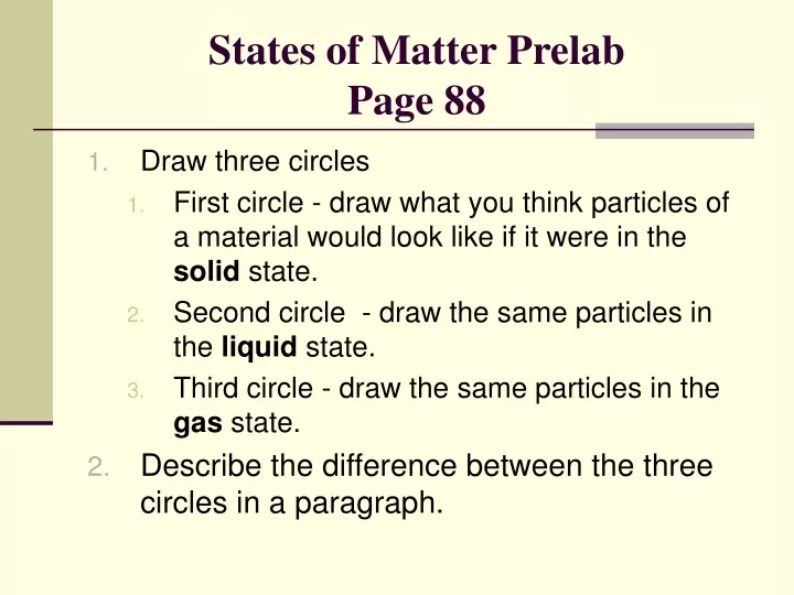 states of matter prelab page 88