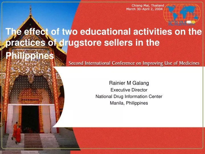 the effect of two educational activities on the practices of drugstore sellers in the philippines