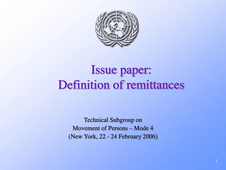 issue paper definition of remittances