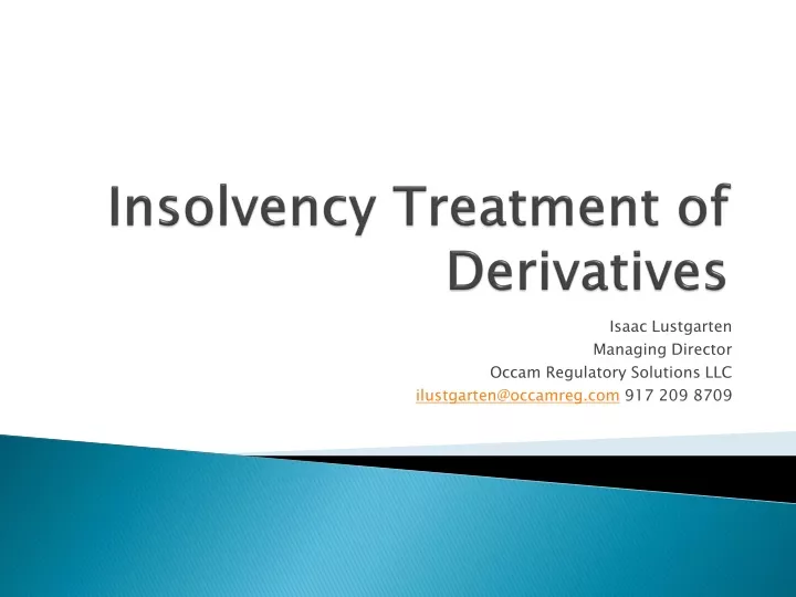 insolvency treatment of derivatives