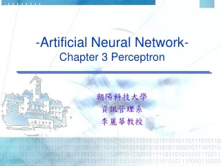 -Artificial Neural Network- Chapter 3 Perceptron