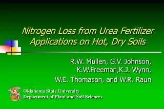 Nitrogen Loss from Urea Fertilizer Applications on Hot, Dry Soils