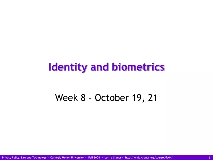 identity and biometrics