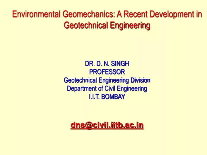 environmental geomechanics a recent development