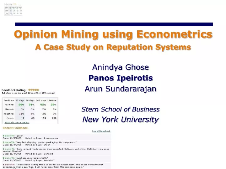 opinion mining using econometrics a case study on reputation systems
