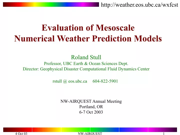 evaluation of mesoscale numerical weather