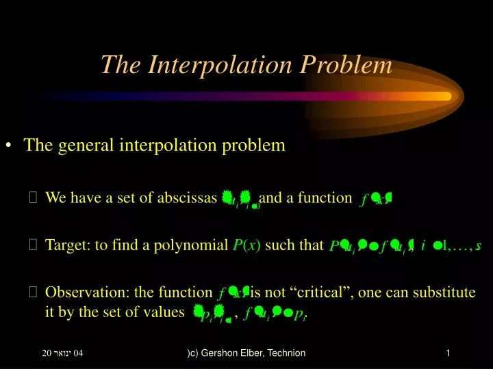 the interpolation problem