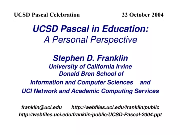 ucsd pascal celebration 22 october 2004
