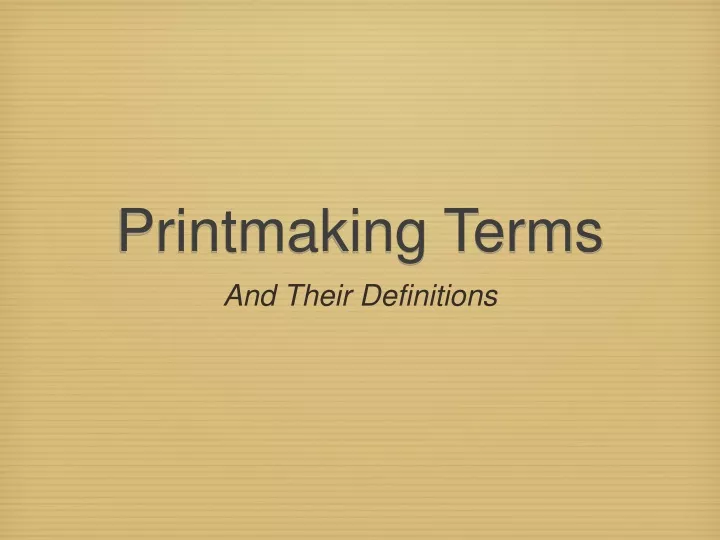 printmaking terms