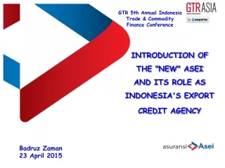INTRODUCTION OF  THE &quot;NEW&quot; ASEI  AND ITS ROLE AS INDONESIA'S EXPORT CREDIT AGENCY
